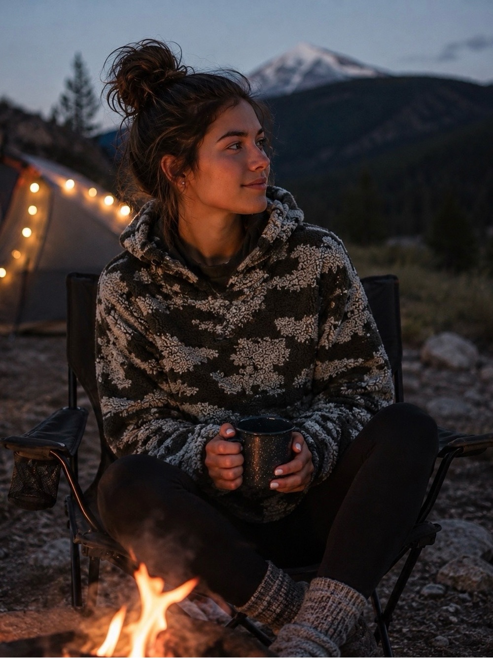 Cozy Mountain Nights PINK Victoria's Secret Camo Sherpa Hooded Pullover